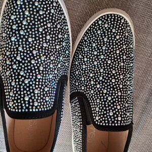 LA Sheelah Sparkling Black Stretch Sneakers SIZE 7